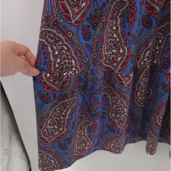 Talbots Paisley Tiered Midi Dress Size Lp stretch knit jersey blue sleeveless - Picture 6 of 9